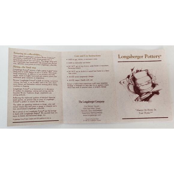 Longaberger Woven Traditions Quiche Dish Vintage 1999 Ivory Pottery NWT and Box - Picture 10 of 12